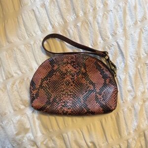 ABLE Brown Snake Print Wristlet